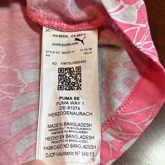 Puma Active Tropical Print Cropped Tee Pink Gray Women’s Size XL EUC - Picture 9 of 12